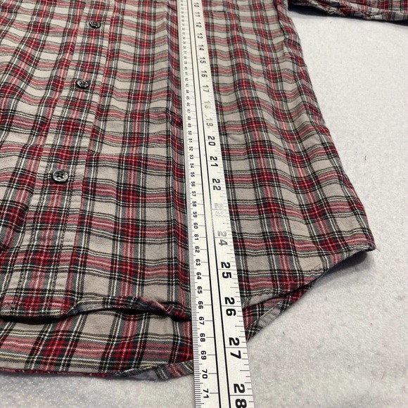 Gap Kids Size XXL Boys Flannel Button Up Shirt Red Gray Plaid Long Sleeve - Picture 10 of 11